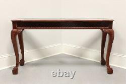 Table console de canapé Vintage en acajou avec plateau en verre de style Chippendale