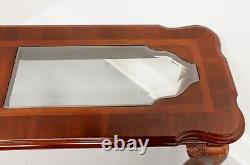 Table console de canapé Vintage en acajou avec plateau en verre de style Chippendale
