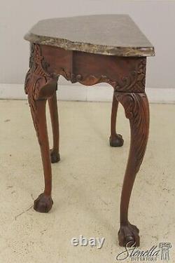 Table console en acajou Henkel Harris avec dessus en marbre et pieds griffes