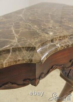 Table console en acajou Henkel Harris avec dessus en marbre et pieds griffes