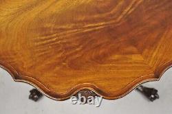 Table d'appoint ronde de style géorgien Chippendale en acajou vintage avec piédestal à bordure en croûte de tarte