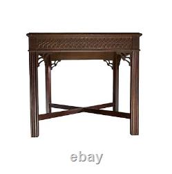 Table d'appoint vintage en bois taché de style Chippendale chinois