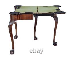 Table de cartes en acajou de style Chippendale Revival du 19e siècle