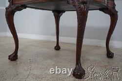 Table de jeux en cuir sculpté en acajou de style Chippendale anglais L61808EC