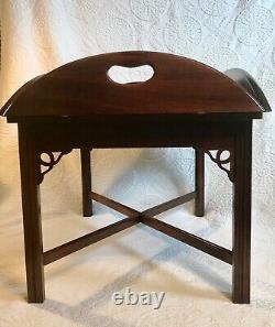 Table de majordome de style Chippendale anglais en acajou vintage