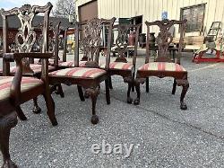 Table de salle à manger Chippendale Henredon Rittenhouse Square en acajou avec 7 chaises