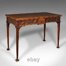 Table de style Chippendale antique, anglaise, console, bureau, hall, édouardienne