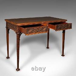 Table de style Chippendale antique, anglaise, console, bureau, hall, édouardienne