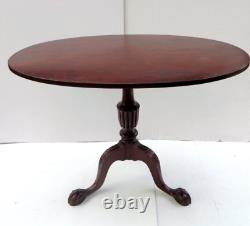 Table de thé ovale inclinable en acajou du XVIIIe siècle avec pieds griffes et boules de style Chippendale