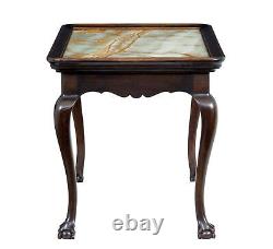 Table en chêne du 19e siècle avec dessus en onyx influencé par Chippendale