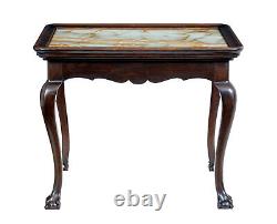 Table en chêne du 19e siècle avec dessus en onyx influencé par Chippendale