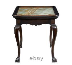 Table en chêne du 19ème siècle avec plateau en onyx d'influence Chippendale.