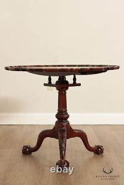 Table inclinable en acajou de style Chippendale Kindel Winterthur avec bordure en forme de tarte