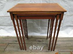 Tables De Nidification Scarce Chippendale Bamboo-style Acajou! Pickup Local Seulement Ny