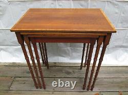 Tables De Nidification Scarce Chippendale Bamboo-style Acajou! Pickup Local Seulement Ny