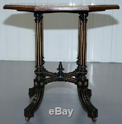 Très Rare Gillow & Co 1852-1857 Mouvement Esthétique Amboine Ebonised Table D'appoint