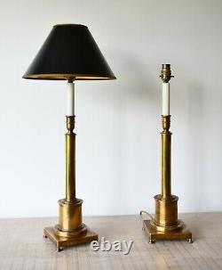 Une Paire De Besselink & Jones Brass Candlestick Salle Bureau Lit Side Lampes De Table