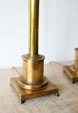 Une Paire De Besselink & Jones Brass Candlestick Salle Bureau Lit Side Lampes De Table