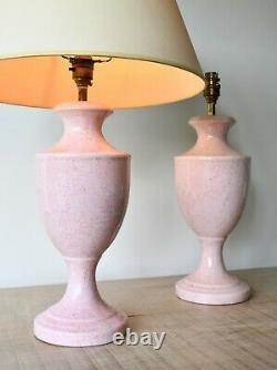 Une Paire De Rose Vintage Urne Forme Laiton Céramique Salle Bureau Lit Side Lampes De Table