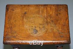 Vers 1800 Burr Oak Joint Tabouret Beau Bois Très Worn Patinés Table D'appoint