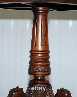 Vers 1870 Pietra Dura Marble & Mahogany Centre Tripod Table Butterfly’s Griffin