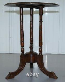 Victorian 1880 Walnut & Boxwood Marquetry Inlaid Chess Games Table Ornate Legs