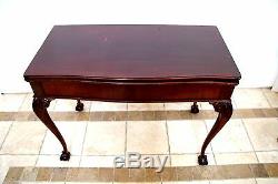 Vintage Acajou Rouge Chippendale Table Console Extensible Salle À Manger Carte 2 Feuilles