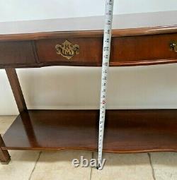 Vintage Bassett Sofa Console Table Tiroir Étagère Inférieure Chinois Chippendale