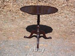 Vintage Charak Chippendale Style Ahogany Pedestal Base Pie Tilt Tilt Table Supérieure