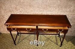 Vintage Chinese Hekman Style Chippendale Console Acajou Table Withbamboo Design