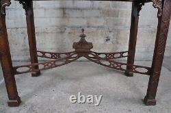 Vintage Chinois Chippendale Ahogany Console Sculpté Hall Table Server Buffet 32