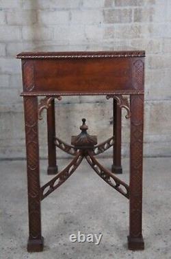 Vintage Chinois Chippendale Ahogany Console Sculpté Hall Table Server Buffet 32