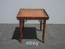 Vintage Chinois Chippendale Faux Bamboo End Table W Scalloped Edge Side Table