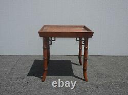 Vintage Chinois Chippendale Faux Bamboo End Table W Scalloped Edge Side Table
