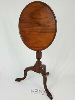 Vintage Chippendale Mahogany Tilt Top Table Accent Antique