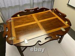 Vintage Chippendale Style Incrusté Acajou Butler Table Basse De Haute Qualité