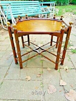 Vintage Faux Bamboo Chinese Chippendale Style Table Occasionnelle