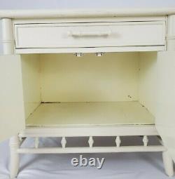 Vintage Faux Bamboo End Table Cabinet Paire Palm Beach Regency Century Furniture