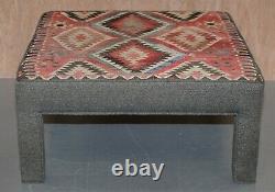 Vintage Kilim Rembourré Banc Tabouret Ottoman Peut Être Utilisé Comme Table Basse