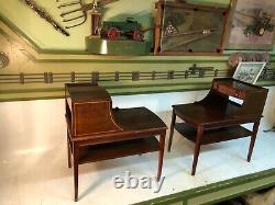 Vintage MID Century Mersman 7015 Paire Triple Stack Drawer Acajou Tables Table