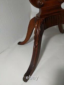 Vintage Mersman Ovale Socle Harp Lyre Acajou Table Chippendale Pieds Claw