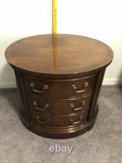 Vintage Thomasville Collection Banded 3 Drawer Table De Lampes Latérales