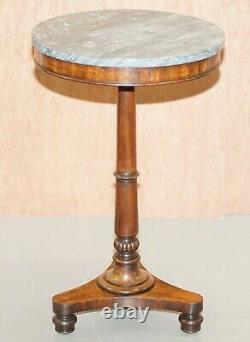 William IV 1830 Table Occasionnelle En Acajou Avec Marble Top Large Side End Lamp