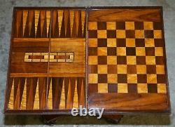 William IV Entièrement Restauré Rosewood Games Table Chess Backgammon Cribbage Board